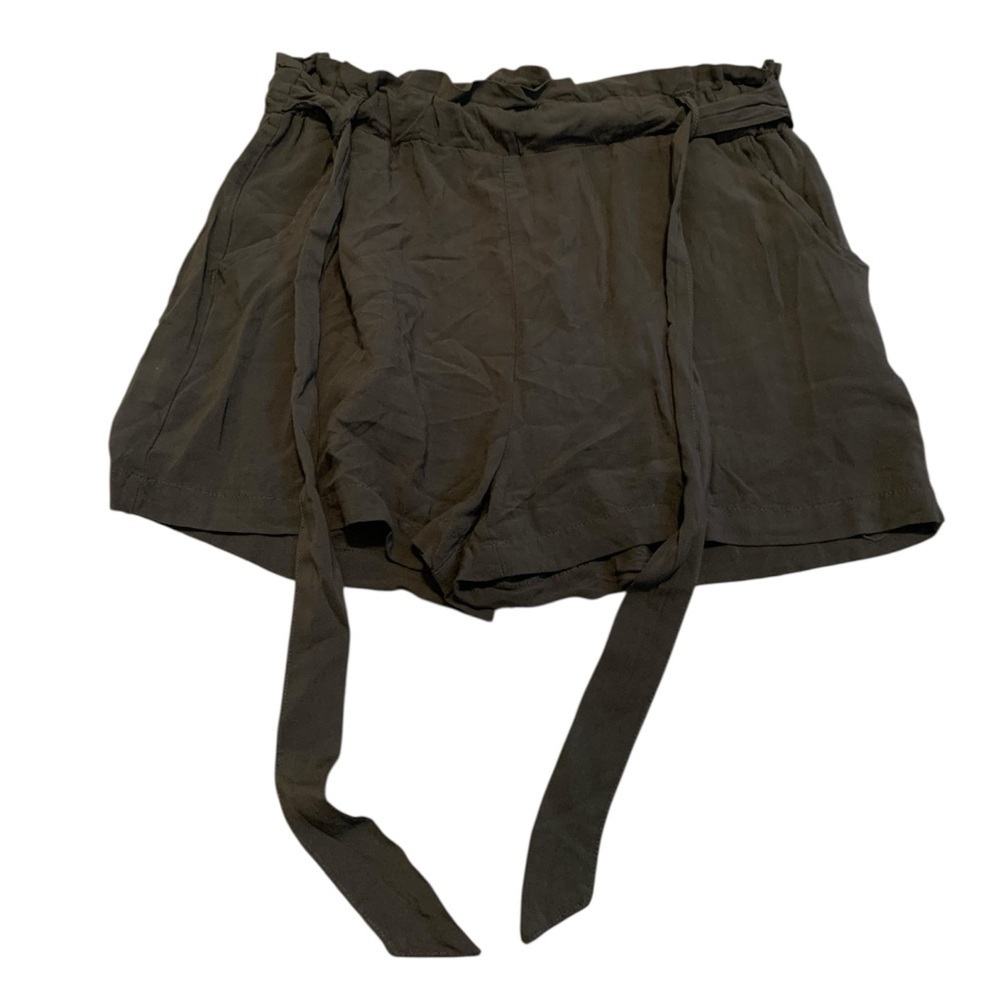💜 ARDENE M/M Basic Collection Olive Green Paperbag Waist Tie-Front Shorts